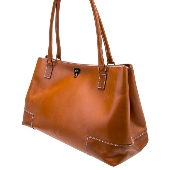 Handbags - Lambertson Truex Brown Leather Tote Bag